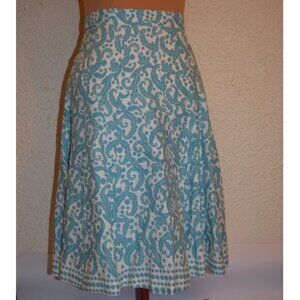 NWT Boden Linen Flared Hem Border Print Midi Skirt, size 4